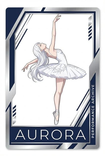 AI-generated collectible ballet card titled Aurora, Performance Archive