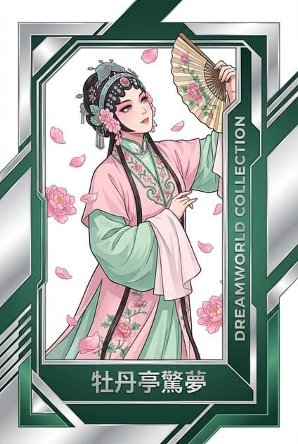 AI-generated collectible card from the Dreamworld Collection, 牡丹亭驚夢