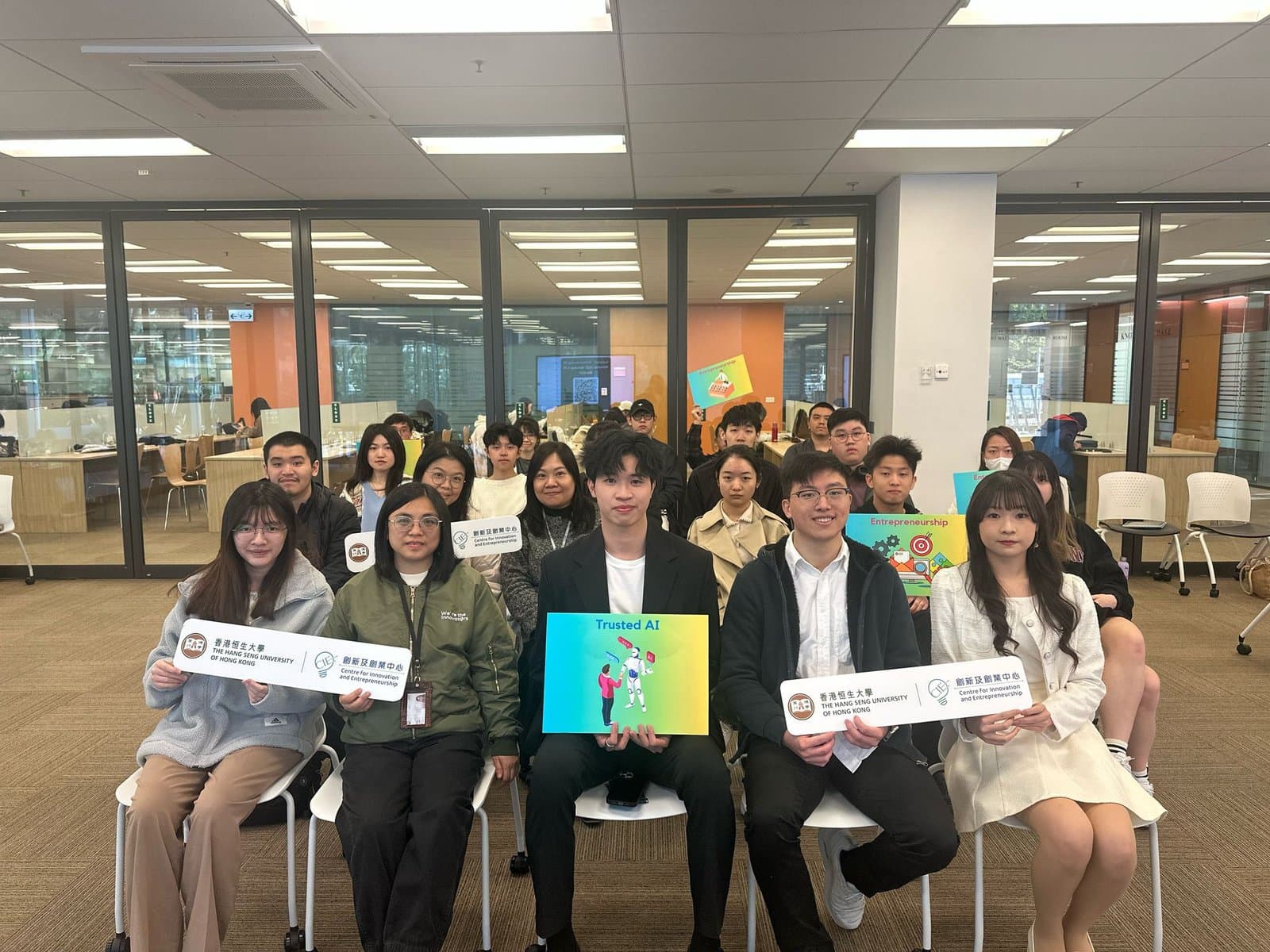 Students and staff at the HSUHK sharing session