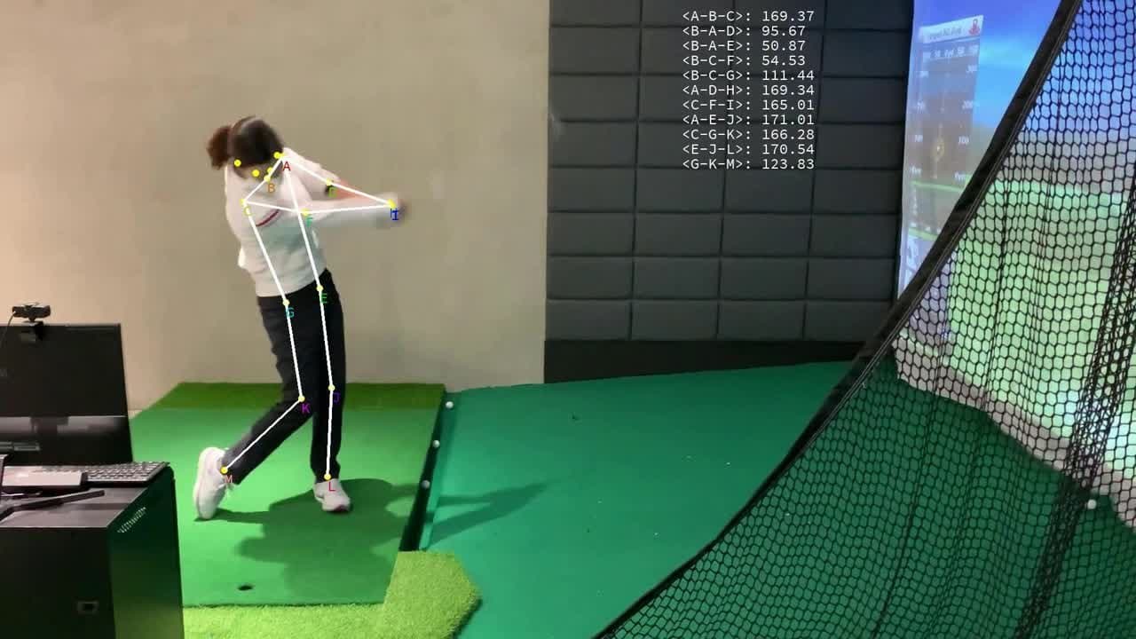 Skeleton tracking and joint angles on a golfer's swing in an indoor academy